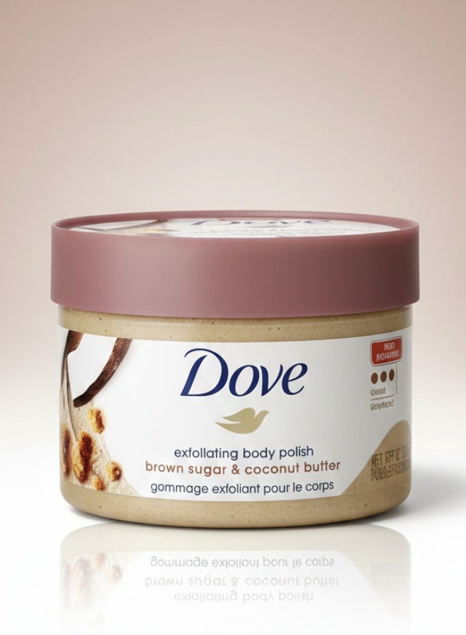 Dove Exfoliating Body Polish Brown Sugar Coconut Butter 298 g Gentle Scrub Moisturizing Smooth Skin Care - Image 1